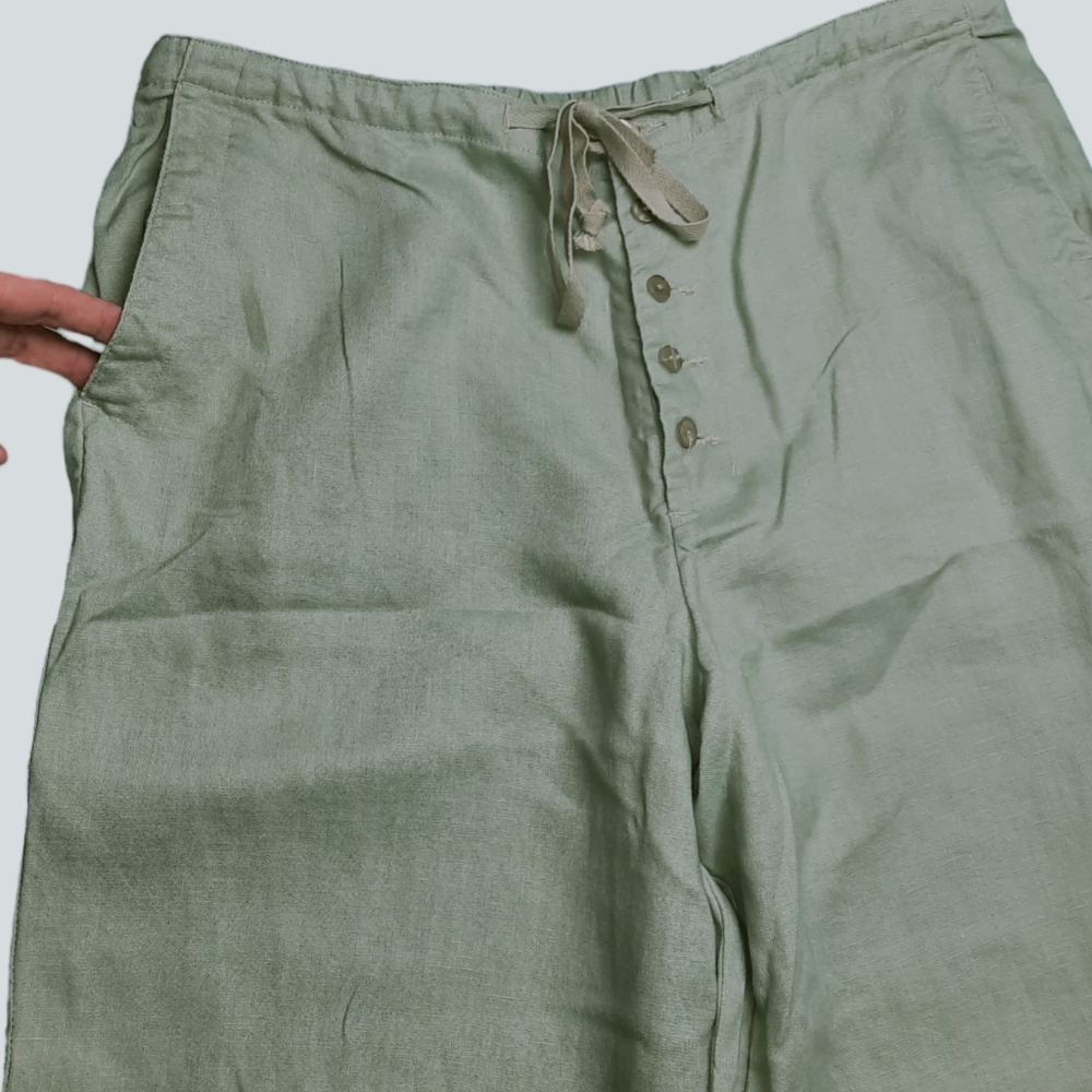 Chadwick's Pale Green Linen Wide Leg Pants SZ 14 - Picture 5 of 10